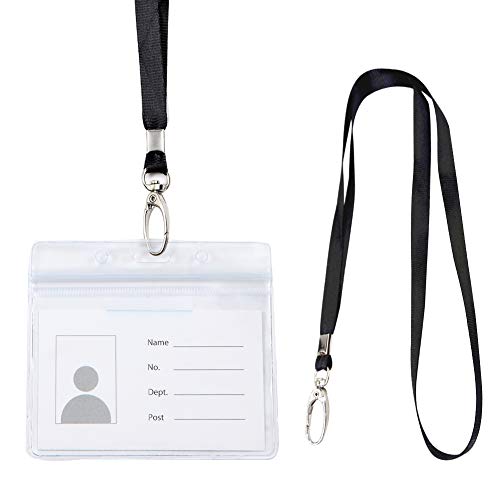 Horizontaler Ausweishalter, 12 Stück, extra dicker PVC-Ausweishalter mit wasserdichtem, wiederverschließbarem Reißverschluss, Ausweishalter mit Umhängeband Cover
