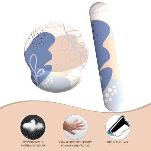 Image of eulps Mouse Pad Wrist Support, Ergonomic Memory Foam Keyboard Wrist Pad & Gel Wrist Rest Set for Computer Keyboard for Easy Typing & Pain Relief for Office & Home (Leafy Lushness Set)