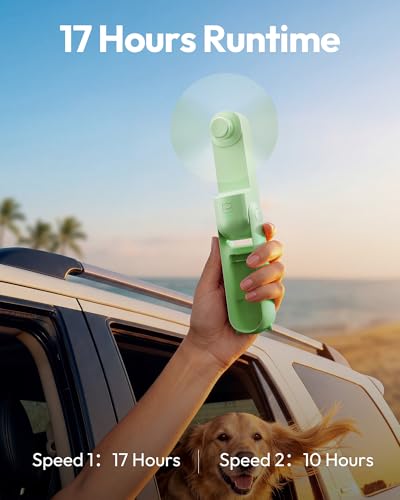 Image of Gaiatop Portable Handheld Fan, 3 in 1 Mini Fan Handheld [17h Max Cooling], Foldable Personal Fans Pocket Design, USB Travel Fans Portable, Lash Trip Summer Essential Cute Gifts for Women Girl, Green