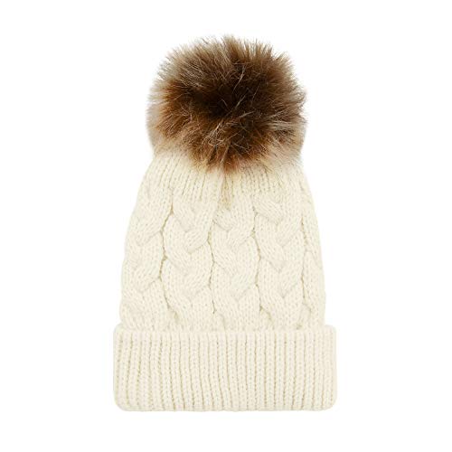 Baby Girl Hat Baby Beanie Knit Toddler Winter Hats For Girls Boys Warm Infant Cap With Pom Pom Newborn White One Size #TOP1
