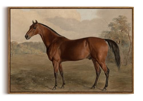 Image of KISSFOX Framed Wall Art Vintage Wall Decor Horse Pictures Equestrian Canvas Art Retro Animal Paintings Farmhouse Artwork For Bedroom Living Room Kitchen