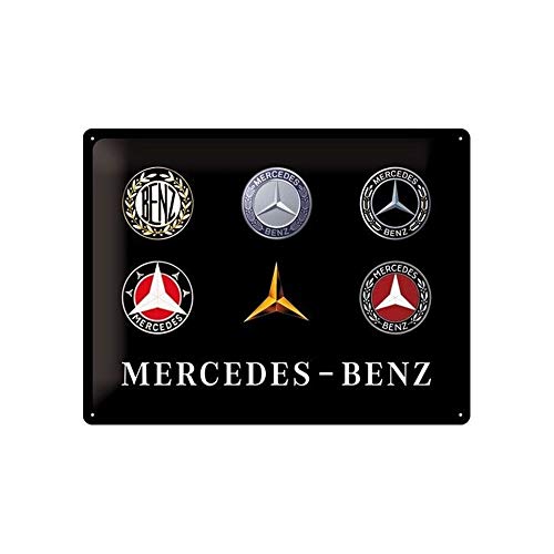 Nostalgic-Art Retro Tin Sign – Mercedes-Benz – Logos – Gift idea for car accessoires, Metal Plaque, Vintage design for wall decoration, 30 x 40 cm