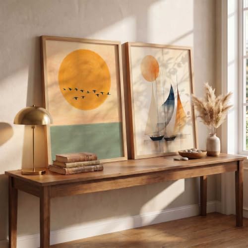 Image of kotart Modern frame Art Home Decoration Paintings With Frame For Living Room Bed Room Hotel Wall Decor Digital Reprint Set of 2 (10X13 inch)