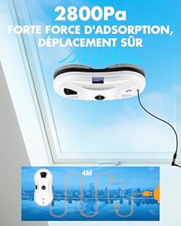 LIECTROUX YW610 Robot Nettoyeur Vitre Automatique, avec Fonction de pulvérisation d'eau, Navigation Intelligente, Triple Système de Sécurité, pour Surfaces Lisses, avec 10 Lingettes