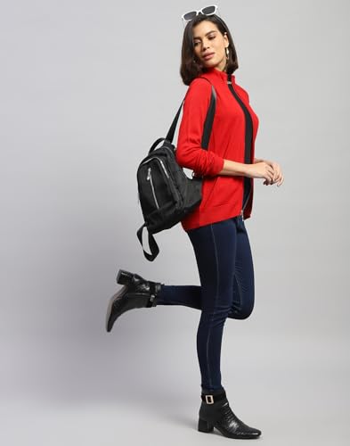 Image of Monte Carlo Women Regular Fit Full Sleeve Solid T Neck Winter Cardigan (Pack of 1)