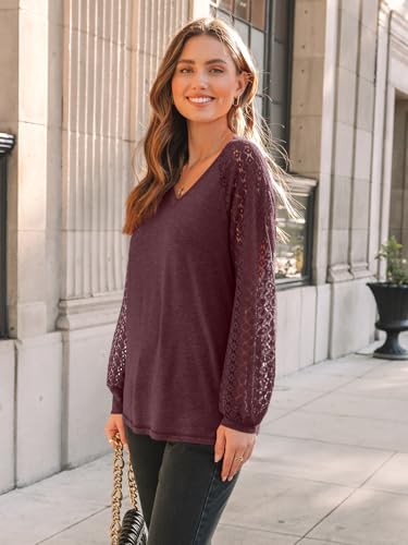 AUTOMET Womens Long Sleeve Shirts V-Neck Lace Tops Business Casual Blouses Tee Trendy 2025 Fall Fashion Outfits Clothes3