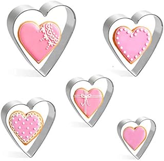 Heart Cookie Cutter Set - 5PCS Heart Shaped Cookie Cutters - Stainless Steel Biscuit Pastry Cutters for Valentine's Day