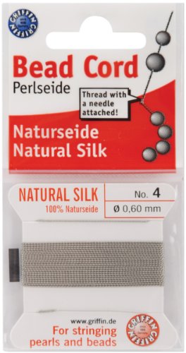 Griffin Silk Beading Cord & Needle, Size 4, Silver/Gray #TOP11