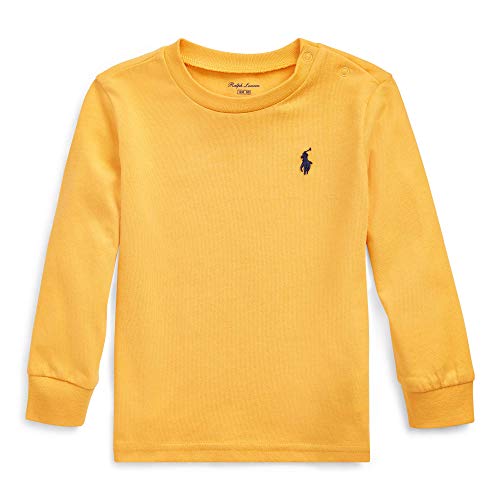 Polo Ralph Lauren Baby Boy's Long Sleeve Crewneck Tee (12 Months, Solar Yellow)