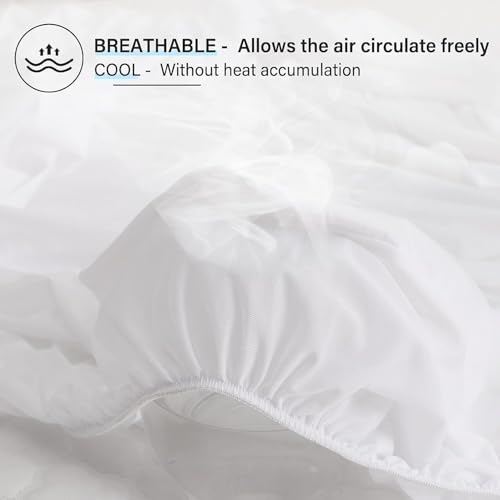 Image of Waterproof Mattress Protector Queen Size 75x60 - Waterproof Terry Cotton Mattress Protector /Bed Cover Queen Size Bed - White Color - Water Proof Mattress Protector for Kids Urine