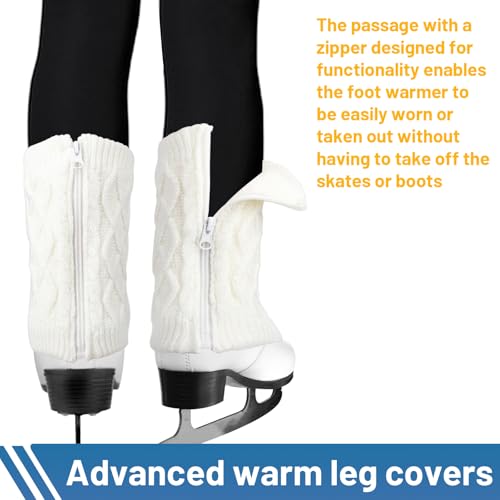 TUYUU Warm knit Fleece Lined Leg Warmers and Headband Set for Figure Skating Hockey Skating Ice Skating.Skating Accessories3