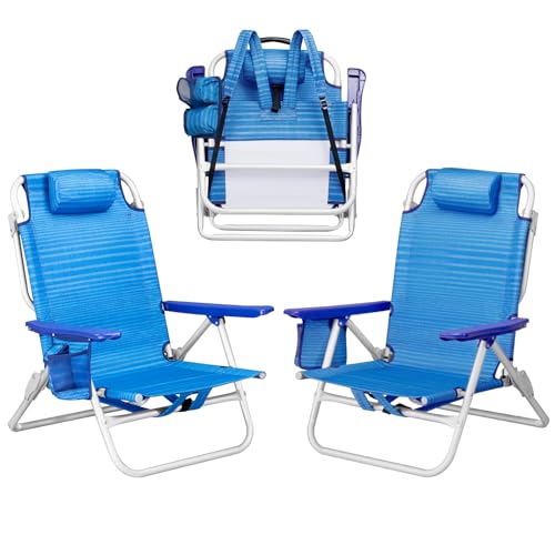 PRETZI Beach Chairs for Adults, Folding, Heavy Duty, 2 Pack
