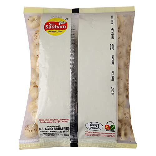 Image of Sri Sauham Premium 100% Natural Raw Makhana - 100 gm | Fox Nuts | Lotus Seeds | Rich in Calcium & Protein | No Added Artificial Flavours or Preservatives | Pesticide-Free & Gluten-Free