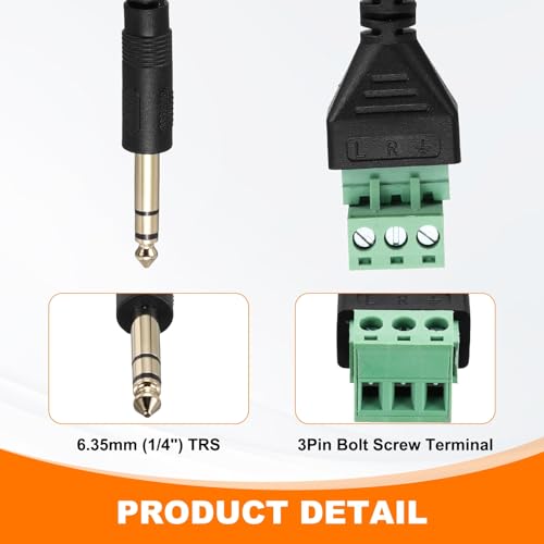 Cable con conector Jack 6.35mm y terminal de tornillos, pack de 2 miniatura 4