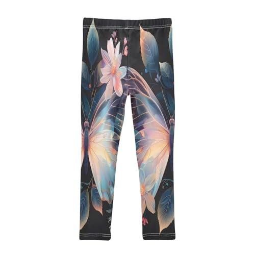 Toddler Girls Leggings Printed Yoga Pants Leggings Butterfly Surrounded by Floating Leaves for Kids2
