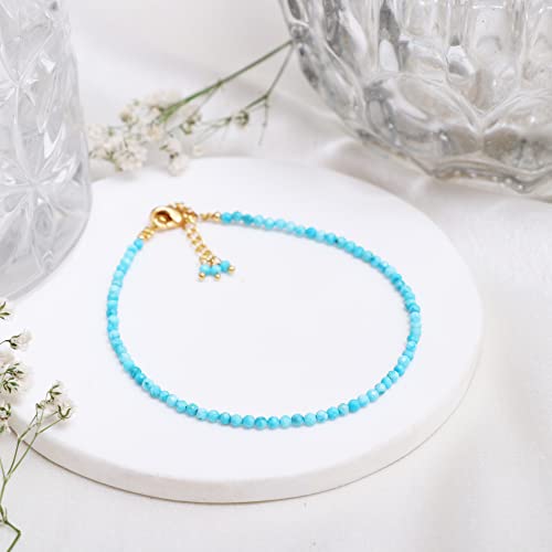 Gempires Natural Turquoise Beads Bracelet, Energy Healing Crystals, Birthday, Gift For Her, Gemstone Jewelry 8 Inch Aaa+ Quality (Turquoise) #TOP1