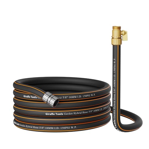 Giraffe-Tools-Hybrid-Garden-Hose-25ft-x-58-Female-and-male-Fittings-with-Shut-off-Valve-Heavy-Duty-FlexibleLeakproof-Lightweight-Water-Hose