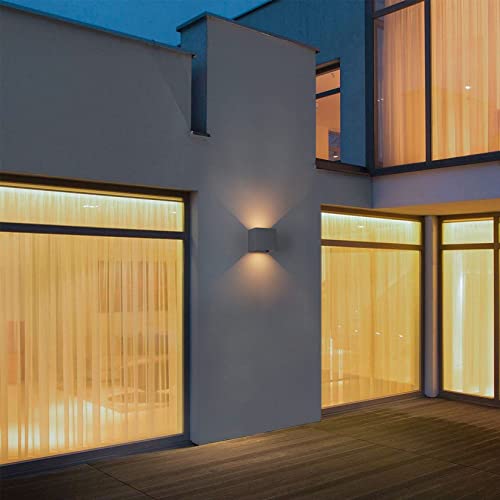K-Bright LED Wandleuchten Innen/Außen 12W Wandlampe Innen Auf und ab Einstellbarer Lichtstrahl 3000K Warmweiß LED Außenwandleuchte IP65 Wasserdichte, Anthrazit – Bild 6