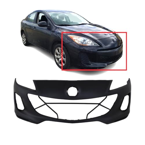 Image of FitParts Compatible with Mazda 3 2012-2013 Front Bumper Cover | Primed, With Fog Light Holes, Without Parking Sensor Holes, Sedan /Hatchback, GT GX GS Hatchback, OEM BGV450031EBB, MA1000235