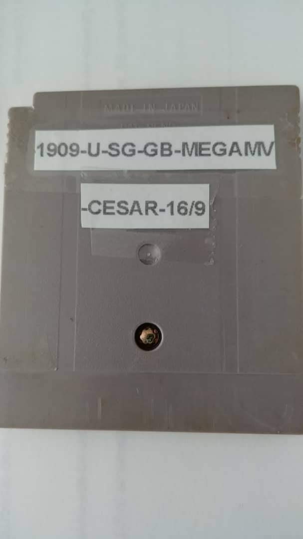 Back view of the Mega Man V Game Boy cartridge showing connector pins