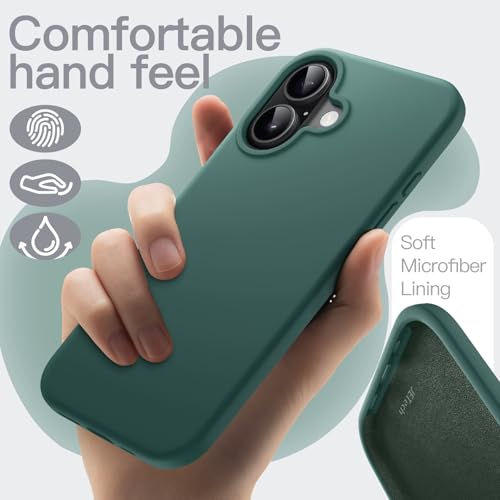 Image of JETech Liquid Silicone Case for iPhone 17 6.3-Inch, Silky Soft Touch Full-Body Protection, Anti-Scratch Shockproof Phone Cover with Microfiber Lining (Midnight Green)
