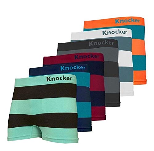 Knocker Men's Seamless Boxer Briefs Underwear Assorted 6 Pack (Free