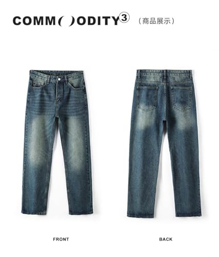 Pants Trousers Denim Spring and Summer Vintage Men's Jeans High Street Trendy Straight Tube Loose Wide Leg Micro Pull Wear3