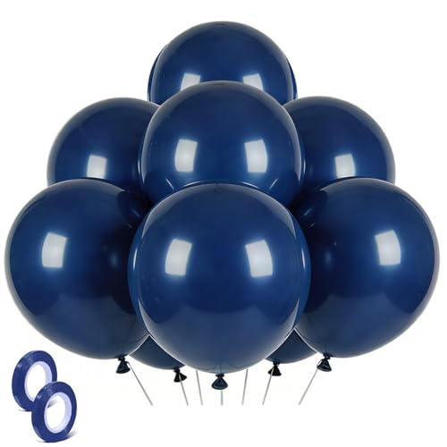 Image of Navy Blue Balloons Latex Party Dark Blue 30 Pack 18 inch Round Navy Balloons for Wedding Graduation Birthday Party Backdrop Decorations