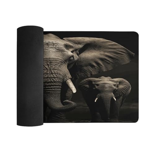 Elephant Black Desk Mat Mouse Pad Grande Antideslizante miniatura 3