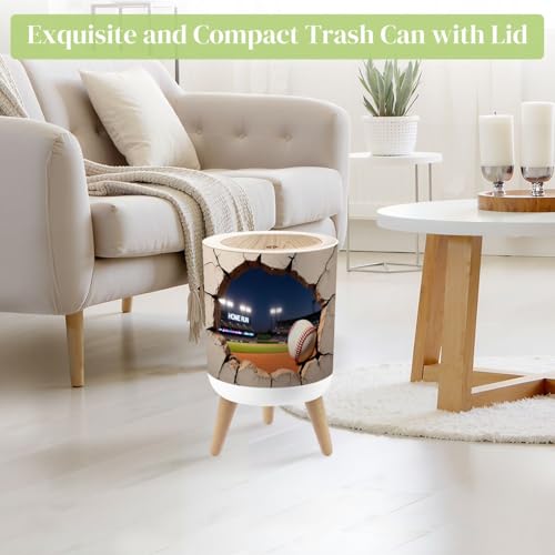Caneca de basura pequeña redonda con tapa y patas 7L miniatura 2