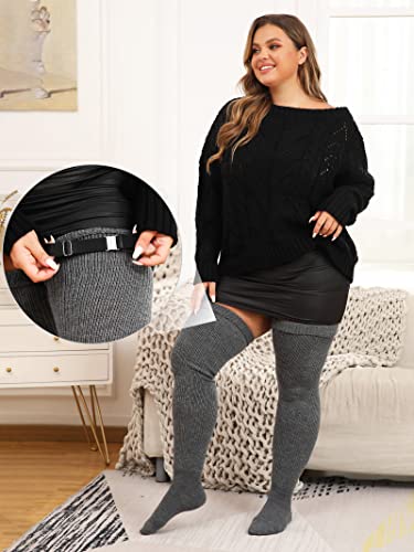 Apoway 3 Pairs Plus Size Thigh High Socks Over the Knee Extra Large Thigh High Stockings for Women with Garter Belts4