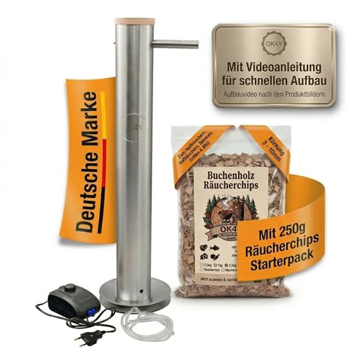 OK4Y Kaltrauchgenerator XXL Edelstahl 4 3L 70cm für Räucherofen Smoker & Grill Perfekt für Fisch Fleisch Käse & Wurst Profi-Kalträuchern Zuhause mit Räucherchips
