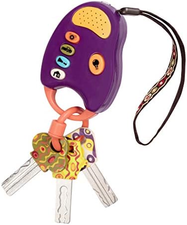 B. toys Toy Car Keys Key Fob with Lights Sounds Interactive Baby Toy Pretend Keys for Babies, Toddlers 10 Months FunKeys Purple.