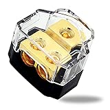 Magicsource Amp Copper Power Distribution Block 0/2/4 Gauge in 4/8 Gauge 2-Way Out for Car Audio Spl