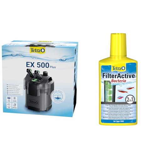 Tetra Aquarium Außenfilter EX 500 Plus - leistungsstarker Filter für Aquarien bis 100 L + Tetra FilterActive Bacteria, 250 ml