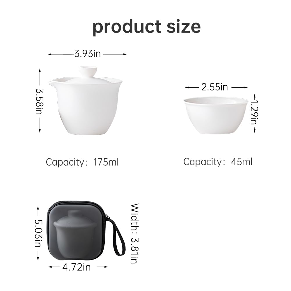 Coolpei Porcelain Chinese Gongfu Tea Sets for Adults Portable Kungfu Teapot and Cup Set Small Ceramic Tea Party Set Travel Tea Mug with Lid for Home Gifting Outdoor and Office