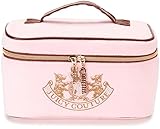 Picture of Juicy Couture Pink Makeup Bag Cosmetics Organizer Travel Essentials Train Case Gold Terroir Dog Rhinestone Crown Velour