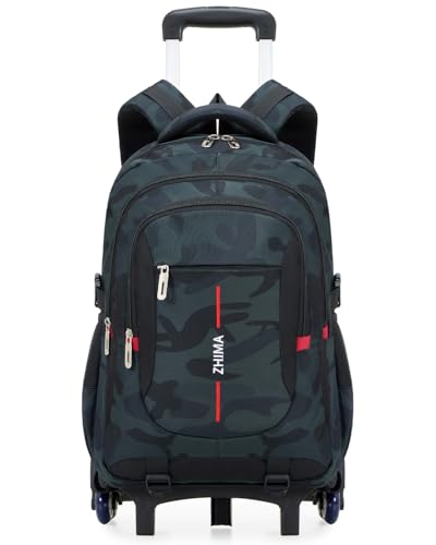 Amythe Mochila con Ruedas Chico 10 18 Años   Trolley Escolar 6 Ruedas con Carrito Extraíble   Mochila Adolescentes Camuflaje para Vuelta al Cole Primaria ESO Instituto – PC 15.6
