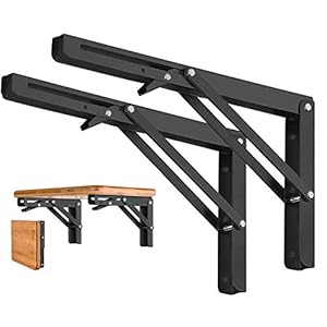 O’woda Staffe Pieghevoli per Tavolo da Muro, 400mm / 16in Staffe per Mensole Pesanti, Salvaspazio Reggimensola Pieghevole da Parete, Carico Massimo: 80 kg, Nero