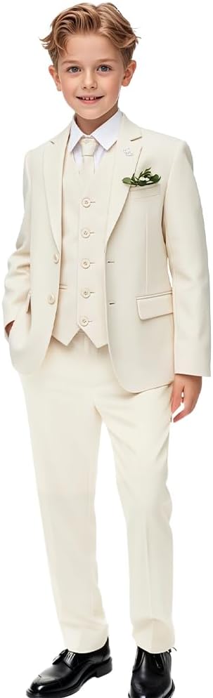 3 PC Boys Tuxedo Suit Summer Beach Wedding Notch Lapel Toddler Suit for Boys Formal Wear