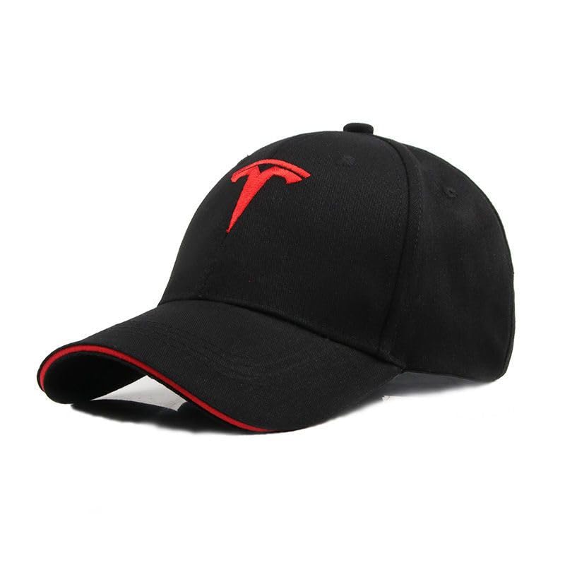DJJNHF Gorra de Béisbol para Tesla Model S 2016-2021 Liftback, Sombrero de Carreras Algodón Gorra de Sol Ajustable Golf Gorra Deporte Exterior Regalo Hombre, Red Label