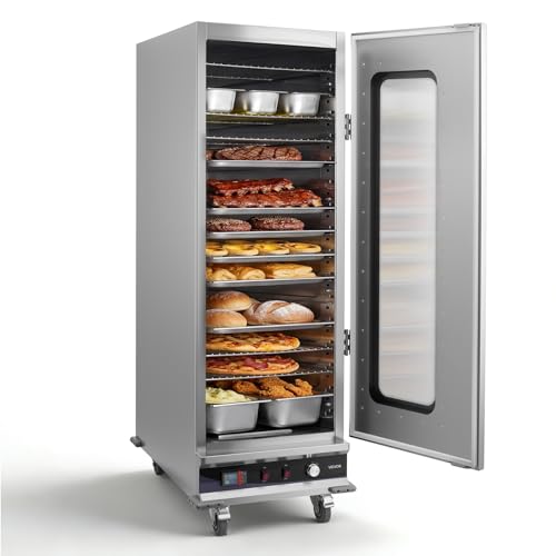 Image of VEVOR Electric Hot Box Food Warmer, 16-Tier Commercial Warming Cabinet with Water Tray, Glass Door and Adjustable Shelves, Stainless Steel Food Warmer Cabinet, for Restaurant, Kitchen, Pizza, Chicken