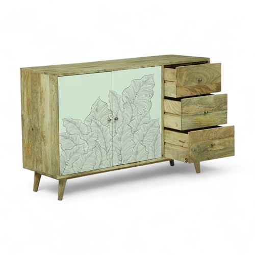 Image of Solid Wood Ranthambore 2-Door Sideboard | Sideboard Cabinet for Living Room | Solid Wood Cabinet for Living Room |Finish - Natural and White