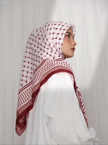 45Inch Keffiyeh Print Square Scarf Shawls for Women Muslim Islamic Chiffon Arab Headwraps Hijab Hair Sleeping Bandanas4