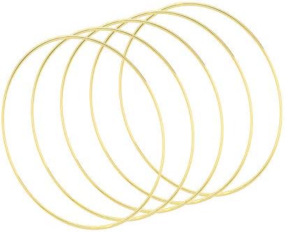 HooAMI 5 Pack 10inch/25cm Metal Wreath Rings Gold Floral Hoop Wreath Macrame Craft Hoop Rings for DIY Wedding Wreath Decor, Dream Catcher and Wall Hanging Crafts