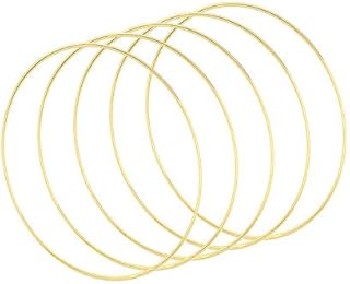HooAMI 5 Pack 10inch/25cm Metal Wreath Rings Gold Floral Hoop Wreath Macrame Craft Hoop Rings for DIY Wedding Wreath Decor, Dream Catcher and Wall Hanging Crafts