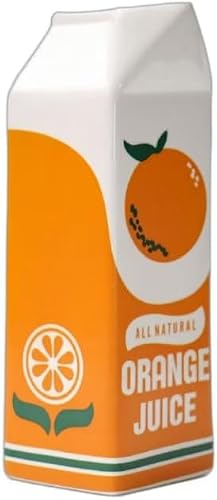 Decorative Ceramic Vase with Orange Juice Carton Shaped, Modern Minimalist Flower Holder