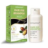 SHIHUANUO Hair Dye Shampoo 3 in 1 for Gray Hair Coverage,Argan nut Natural dye Shampoo,Hair color shampoo for Women & Men/Ammonia-Free 500ml(Black)