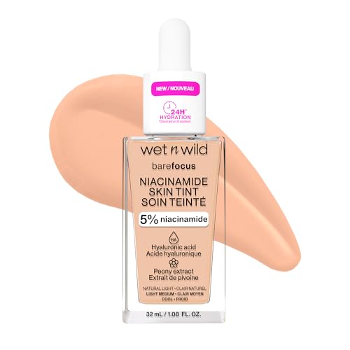 Image of wet n wild Bare Focus Skin Tint, 5% Niacinamide Enriched, Buildable Sheer Lightweight Coverage, Natural Radiant Finish, Hyaluronic & Vitamin Hydration Boost, Cruelty-Free & Vegan - Natural Light