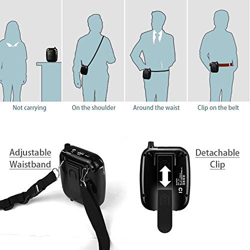 Stimmverstärker mit Mikrofon Tragbarer Sprachverstärker SHIDU S611 Mini-Lautsprecher mit UHF drahtlosem Mikrofon-Headset 2000mAh PA-Lautsprecher für Lehrer, Klassenzimmer, Tour Guide